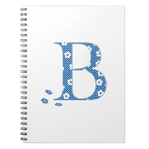 flower Patterned Letter B(blue & dots) Notebook