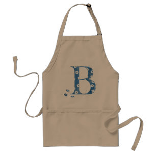flower Patterned Letter B(blue & dots) Standard Apron