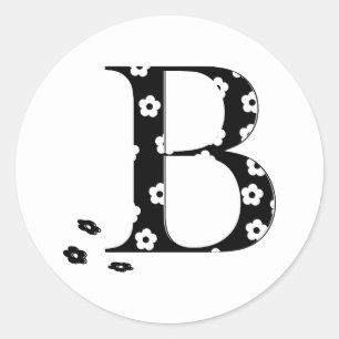 flower Patterned Letter B Classic Round Sticker