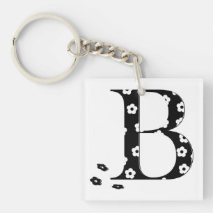 flower Patterned Letter B Key Ring