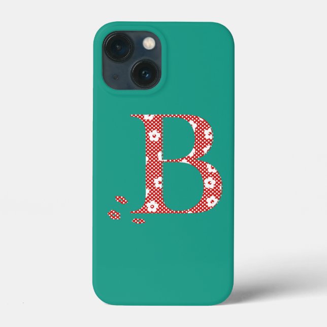 flower Patterned Letter B(red & dots) Case-Mate iP iPhone Case (Back)
