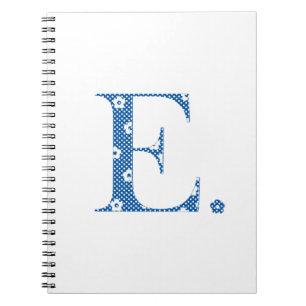flower Patterned Letter E(blue & dots) Notebook