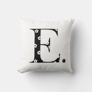 flower Patterned Letter E Cushion