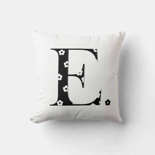 flower Patterned Letter E Cushion (Front)