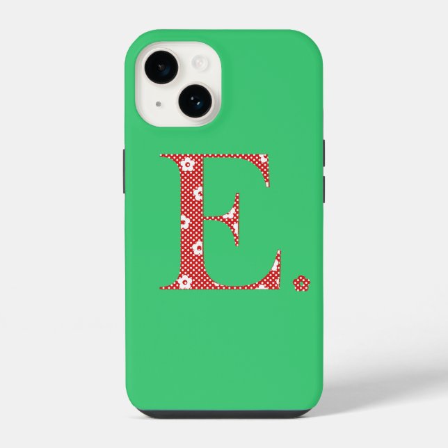 flower Patterned Letter E red & dots) Case-Mate iP iPhone Case (Back)