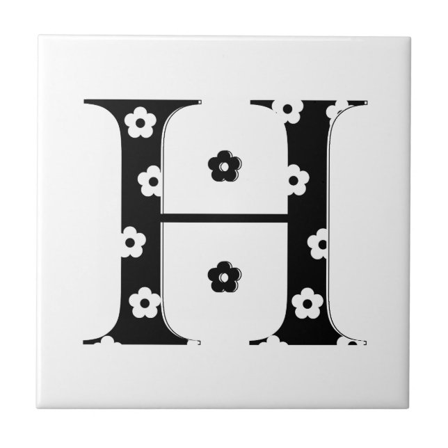 flower Patterned Letter H Tile (Front)