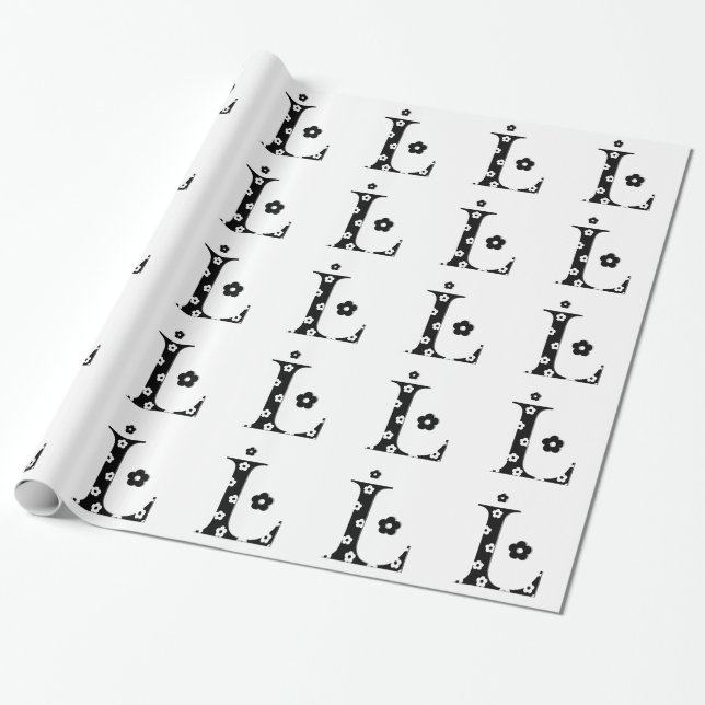 flower Patterned Letter L Wrapping Paper (Unrolled)