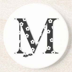 flower Patterned Letter M Coaster
