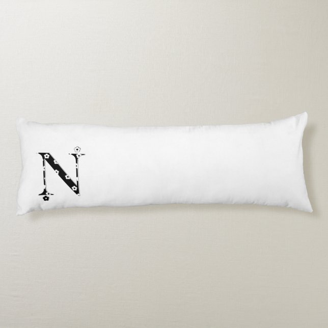 Flower Patterned Letter N Body Cushion (Back)
