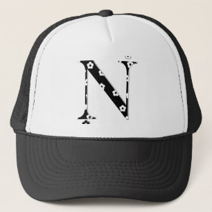 flower Patterned Letter N Trucker Hat