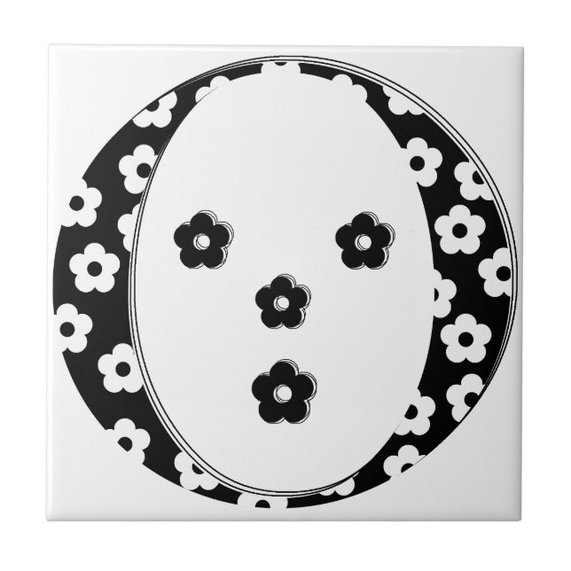 flower Patterned Letter O Tile (Front)