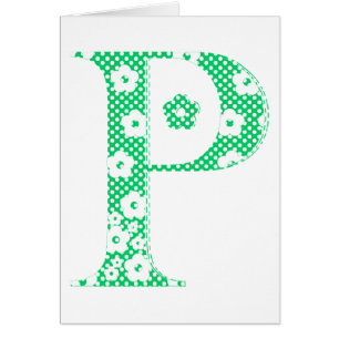 flower Patterned Letter P (green & dots)