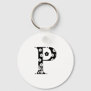 flower Patterned Letter P Key Ring
