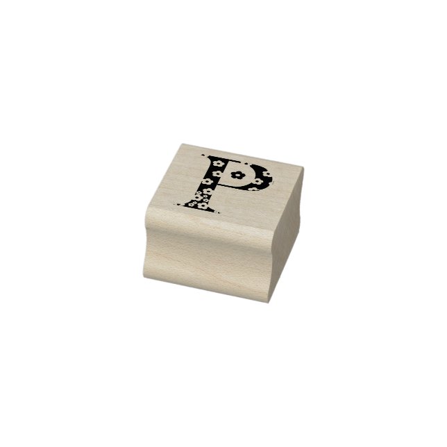 Flower Patterned Letter P Rubber Stamp (Stamp)