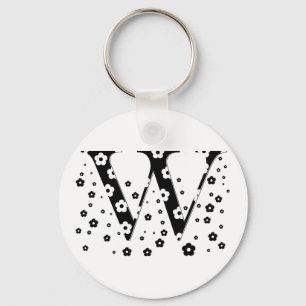 flower Patterned Letter W Key Ring