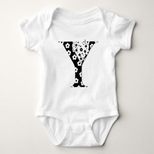 flower Patterned Letter Y Baby Bodysuit