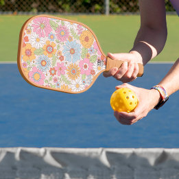 Flower-patterned pickleball paddle