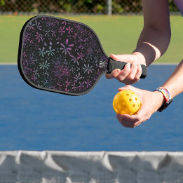 Flower-patterned pickleball paddle