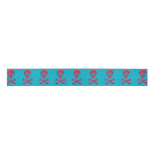 Flower Patterned Skull Grosgrain Ribbon