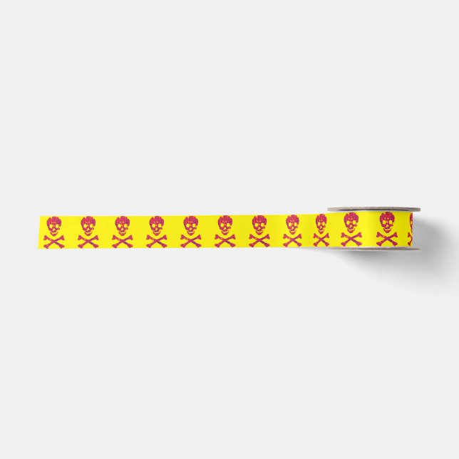 Flower Patterned Skull Satin Ribbon (Front)