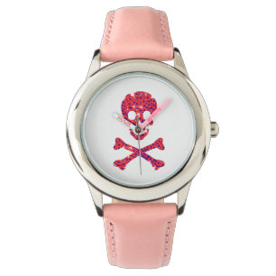 Flower Patterned Skull Watch
