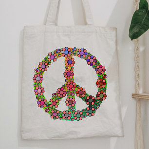 Flower Peace Sign Symbol Pretty Tote Bag