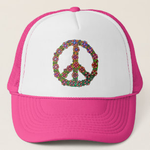 Flower Peace Sign Symbol Trucker Hat