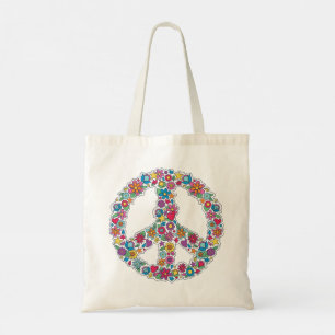 Flower Peace Sign Tote Bag