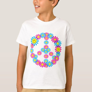Flower Peace Sign w Faces T-Shirt