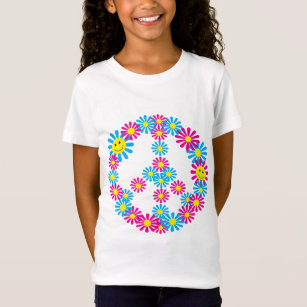 Flower Peace Sign w Faces T-Shirt