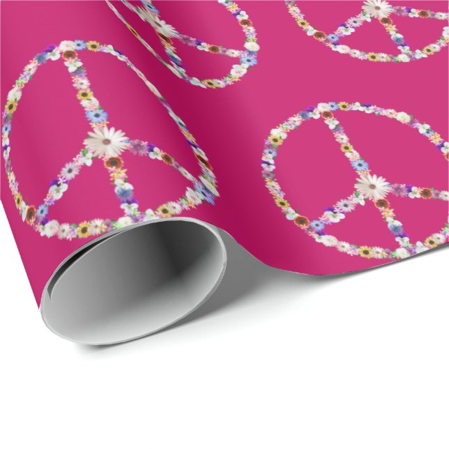 Flower Peace Sign Wrapping Paper (Roll Corner)