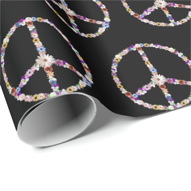 Flower Peace Sign Wrapping Paper (Roll Corner)