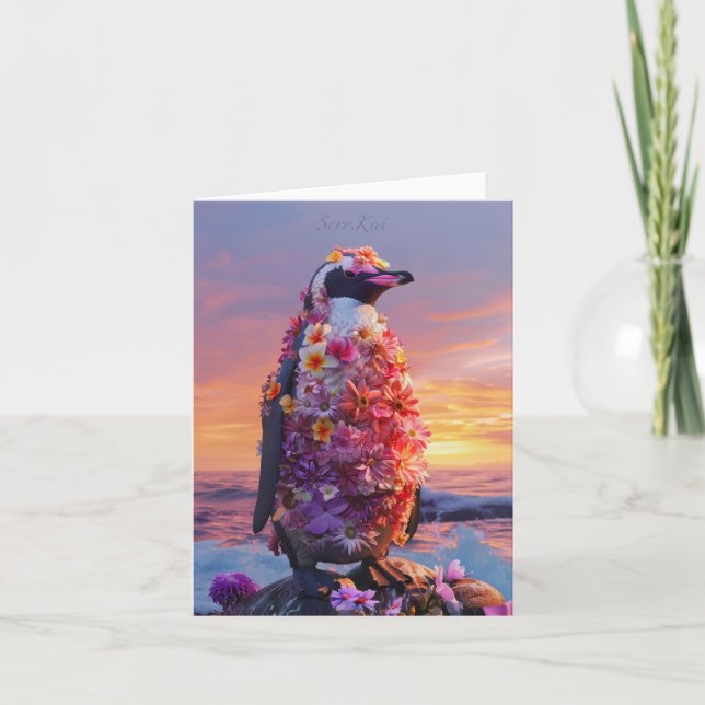 Flower Penguin Card (Front)