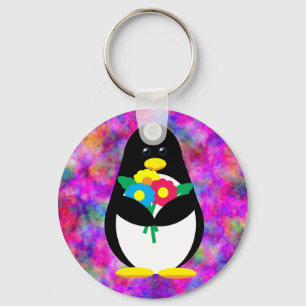 Flower Penguin Key Ring