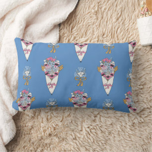 Flower & Perfume Bouquet Bundle on blue Lumbar Cushion