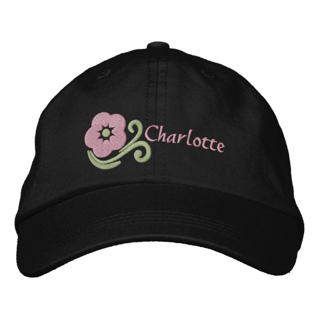 Flower Personalised Embroidered Hat (Front)