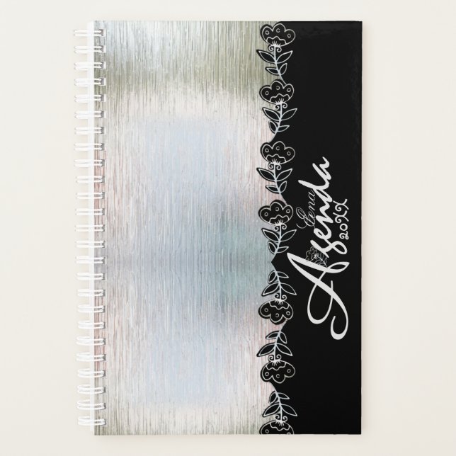 Flower Personalized Silver Agenda (Front)