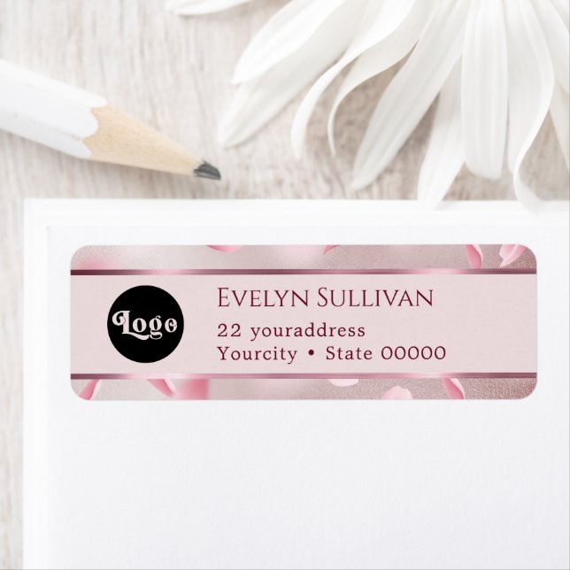 Flower petals faux foil logo return address label (Insitu)