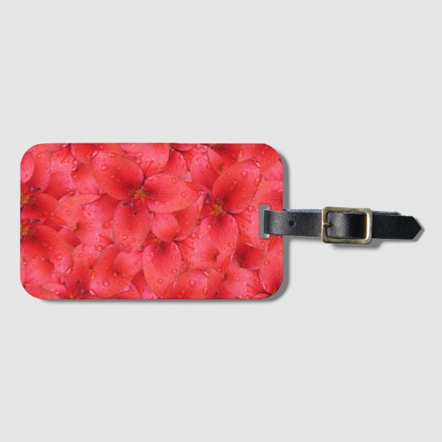 Flower Photo Red Garden Lilies Luggage Tag (Front Horizontal)
