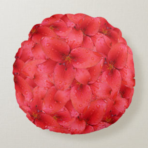 Flower Photo Red Garden Lilies Round Cushion