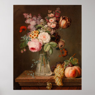 Flower Piece in Glass Vase Poster