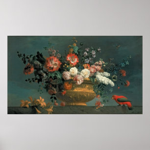 Flower piece with parrot poster