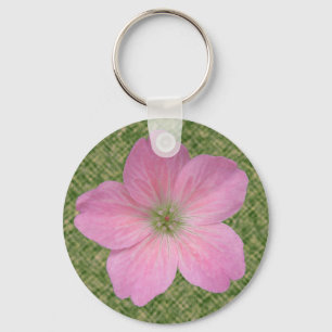 Flower Pink Geranium Photo Key Ring