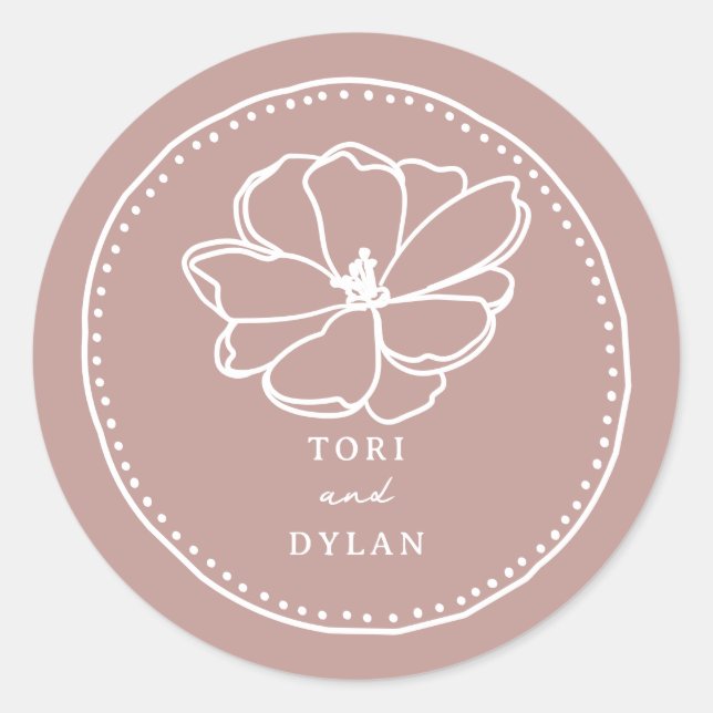 Flower Pink Wedding Classic Round Sticker (Front)