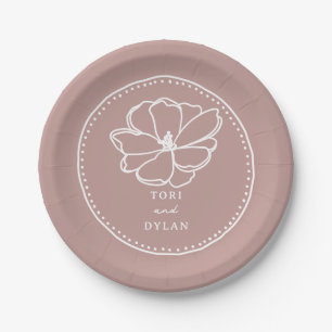 Flower Pink Wedding Paper Plate