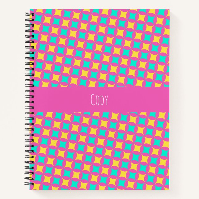 Flower Pink Yellow Minimal Pattern Notebook (Front)