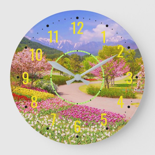 Flower & Plant Garden - Modern Outdoor Large Clock (Front)