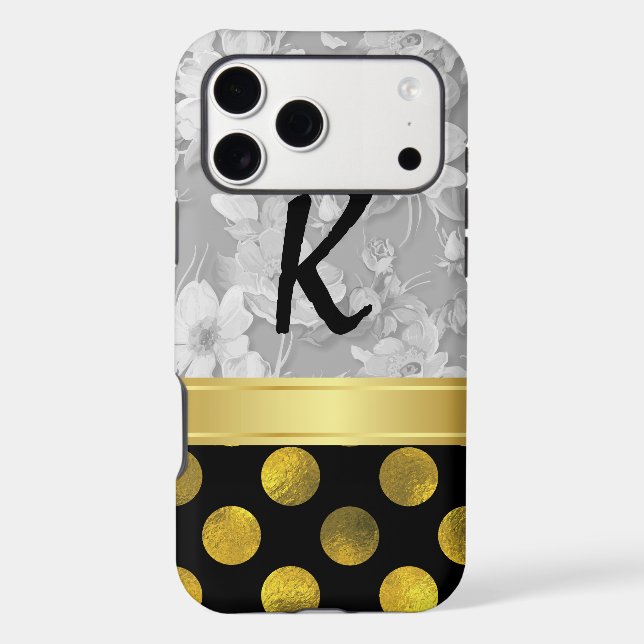 Flower Polka Dots Pattern with Monogram (Back)