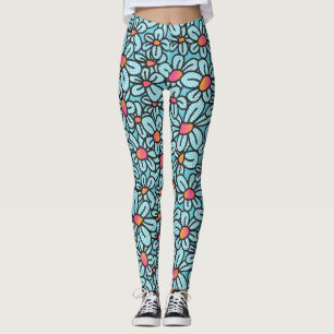 Flower Pop (Aqua) Leggings