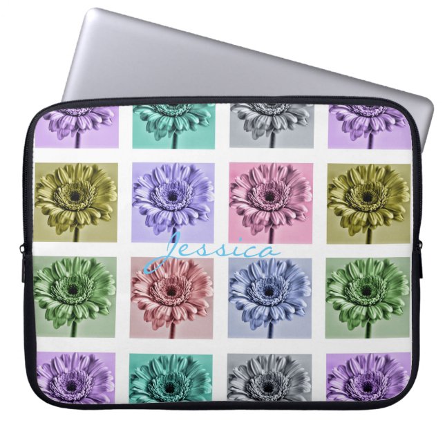 Flower Pop Art Personalised Laptop Sleeve (Front)